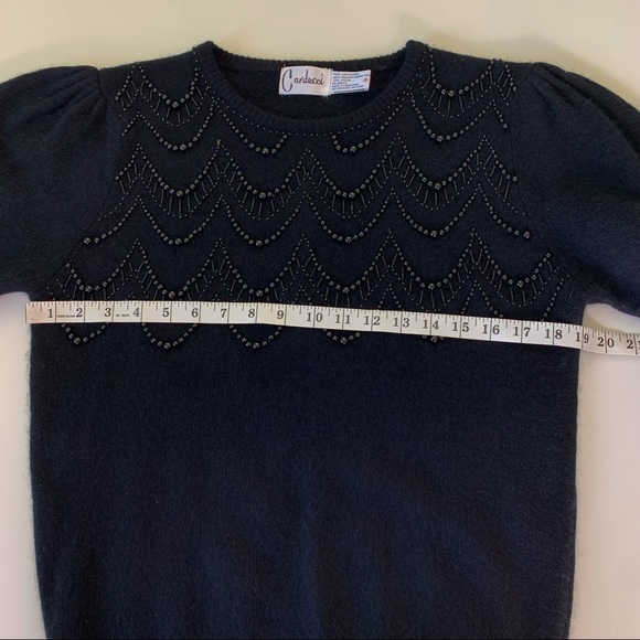 Carducci Vintage Lambswool Angora sweater size small black beaded - Picture 5 of 7
